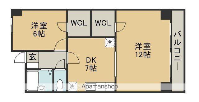 二軒茶屋グランドハイツ(2DK/2階)の間取り写真