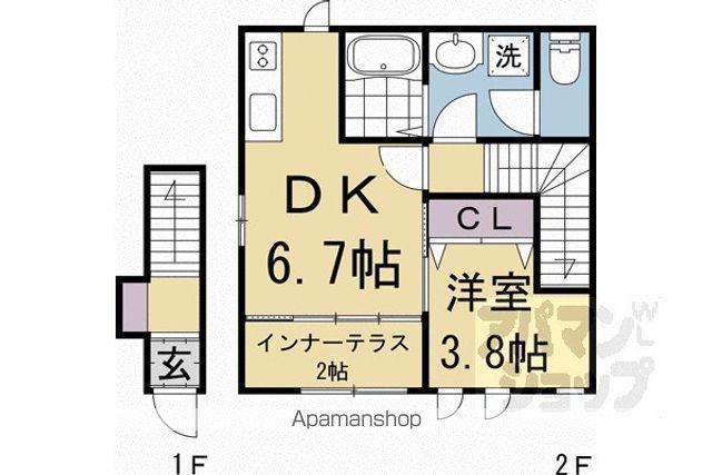 コンフォール横木 II(1DK/2階)の間取り写真