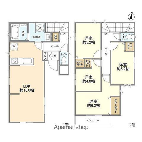 東武鉄道野田線 初石駅 徒歩14分 2階建 築2年(4LDK)の間取り写真