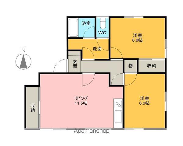 南角ハイツ第一(2LDK/2階)の間取り写真