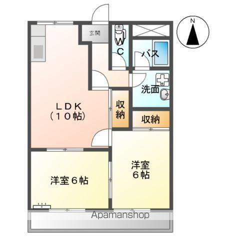 バンティアン(2LDK/2階)の間取り写真