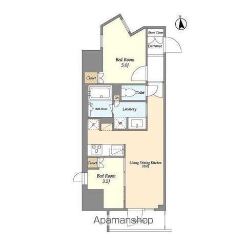 LASANTE 上野(2LDK/12階)の間取り写真