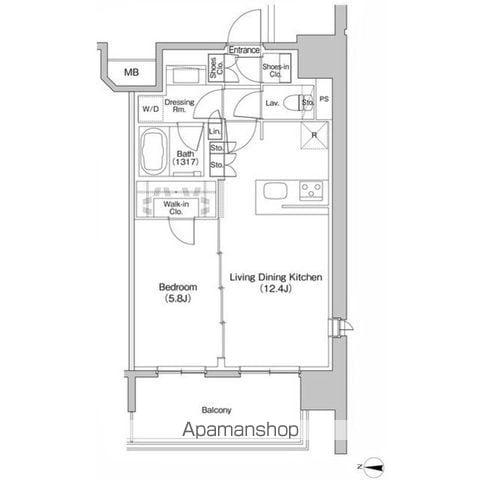 ザ・パークハビオ新栄(1LDK/5階)の間取り写真