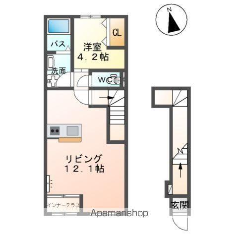 八山田4丁目アパート(1LDK/2階)の間取り写真