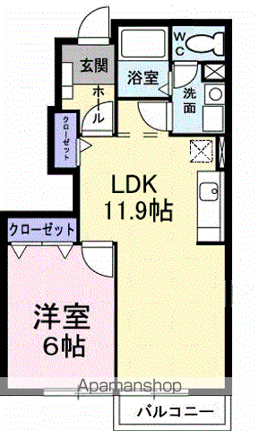 グラン・リーオB(1LDK/1階)の間取り写真