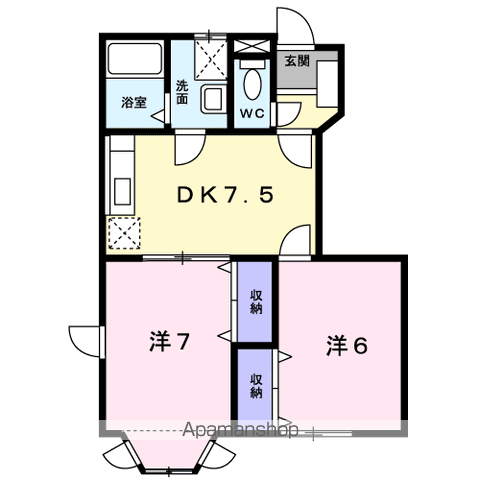 ヌ-ベル稲木A(2DK/1階)の間取り写真