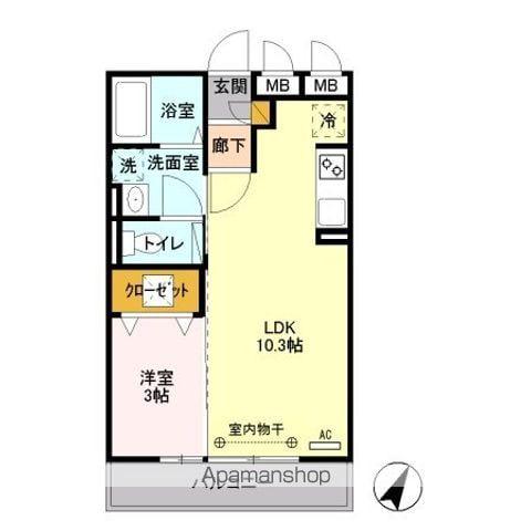 エミナンス2(1LDK/1階)の間取り写真