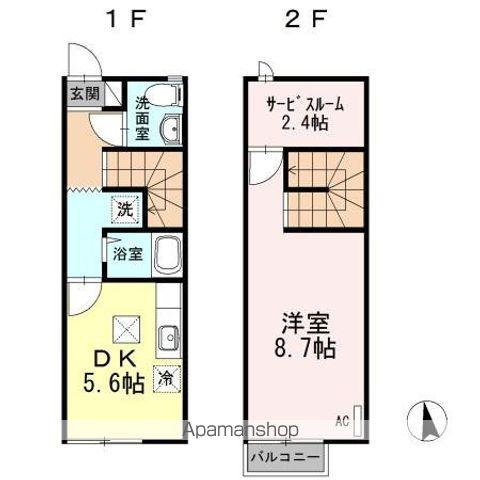 グレースタウンⅡ B(1SLDK/1階)の間取り写真