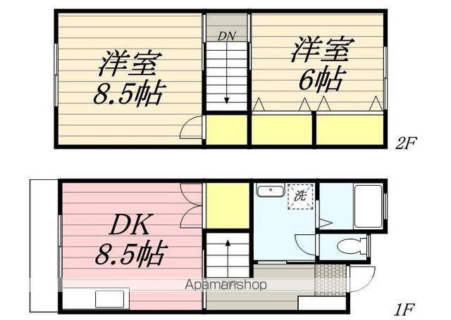 一ッ木壱番館(2DK/2階)の間取り写真