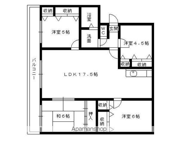 龍ハイツ(4LDK/3階)の間取り写真