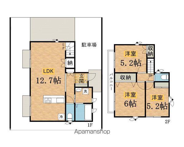 中央本線 高尾駅(東京) バス乗車時間：14分 長房団地ふれあい館バス停で下車 徒歩5分 2階建 築9年(3LDK)の間取り写真