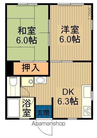 ハイム1.5百槻(2DK/1階)の間取り写真