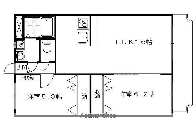 グレース・フレア(2LDK/3階)の間取り写真