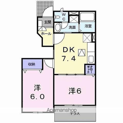 セレブレイトⅢ(2DK/1階)の間取り写真