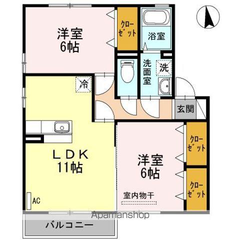 ジュネス椿B(2LDK/2階)の間取り写真