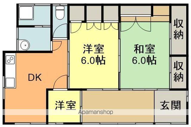 肥薩おれんじ鉄道 肥後高田駅 バス乗車時間：3分 高田小学校前バス停で下車 徒歩10分 1階建 築35年(3DK)の間取り写真