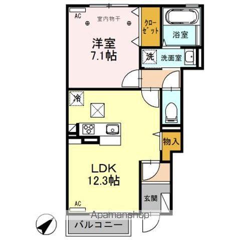 フィオーレ(1LDK/1階)の間取り写真