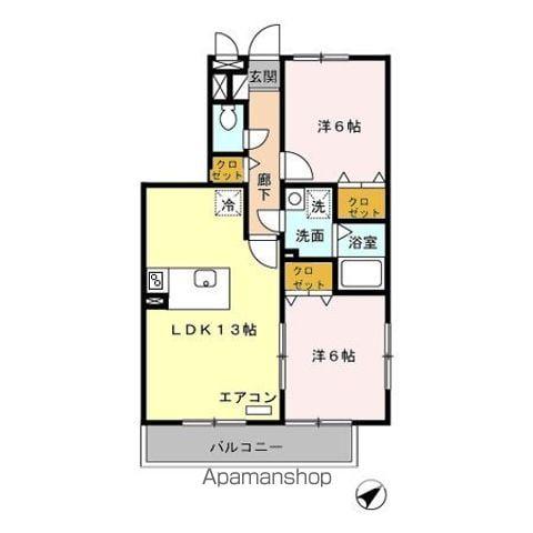 フォリオ春日部(2LDK/2階)の間取り写真