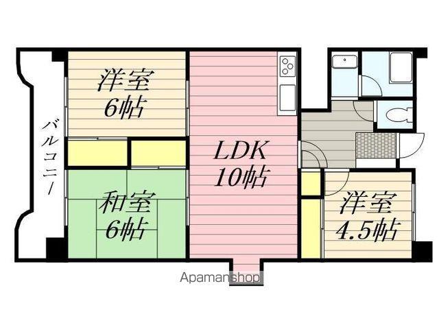 ビバーチェ・ハシモトビル(3LDK/6階)の間取り写真
