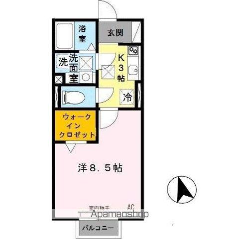 ソレアードI(1K/1階)の間取り写真