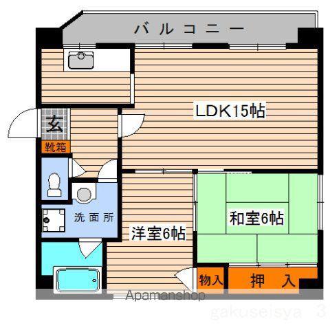 メゾン国泰寺(2LDK/6階)の間取り写真