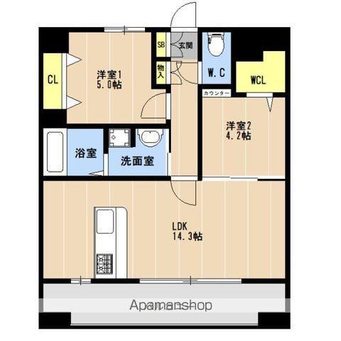 KL東比恵Ⅱ(2LDK/7階)の間取り写真