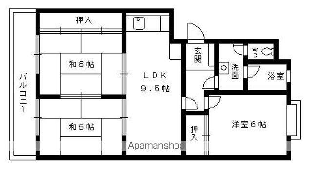 第2コーポ天道(3LDK/3階)の間取り写真