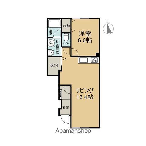 メープルハイツ若松E棟(1LDK/1階)の間取り写真