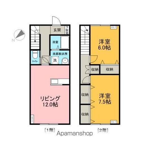 ベルシティ千富B(2LDK/2階)の間取り写真