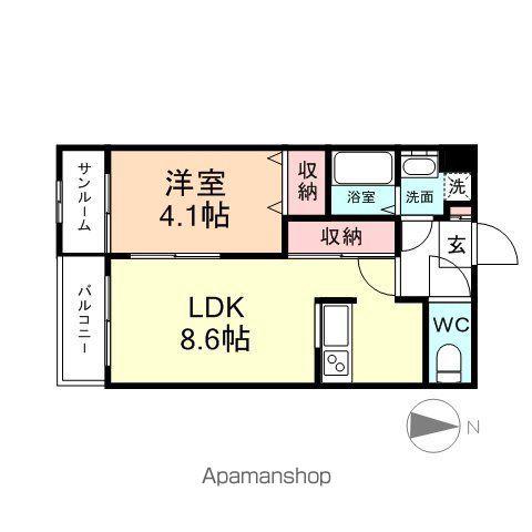 ブルーメ開A(1LDK/2階)の間取り写真