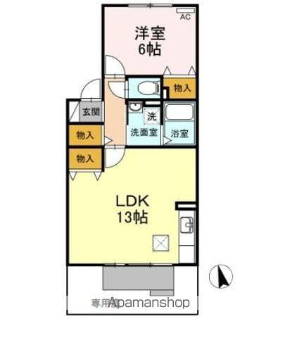 フローラパセオ(1LDK/1階)の間取り写真