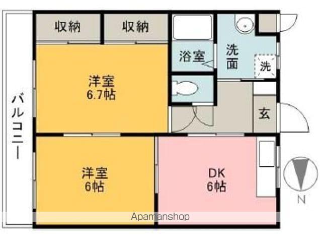 エクセル12(2DK/2階)の間取り写真