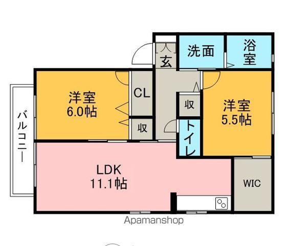 リヴァプールⅡ(2LDK/2階)の間取り写真