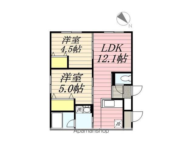 カサトレス白石(2LDK/4階)の間取り写真