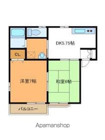 シェルブール(2DK/1階)の間取り写真