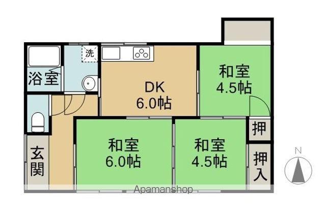 日豊本線 三股駅 徒歩18分 1階建 築57年(3DK)の間取り写真