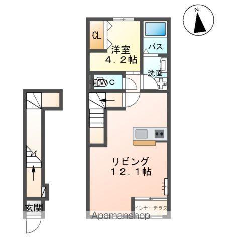 八山田4丁目アパート(1LDK/2階)の間取り写真