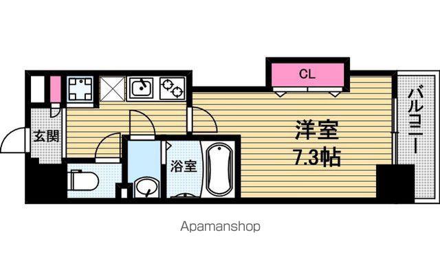 LUXE本町(1K/9階)の間取り写真