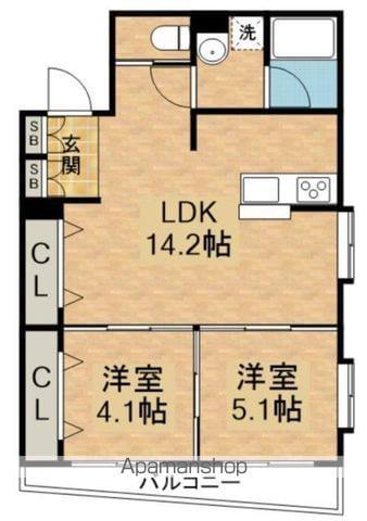 PARKSIDE RESIDENCE(2LDK/3階)の間取り写真