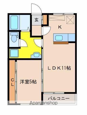 第1三重野コーポ(1LDK/2階)の間取り写真