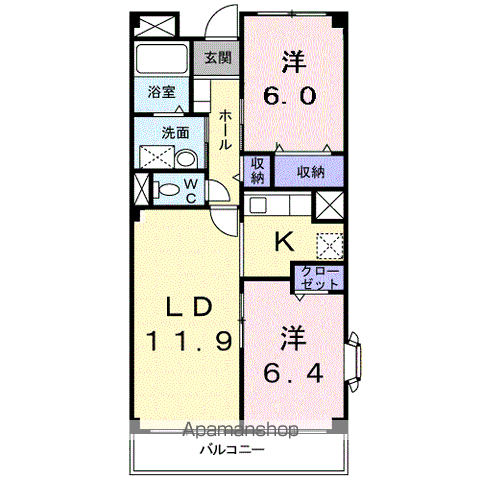 GRADIOB(2LDK/3階)の間取り写真