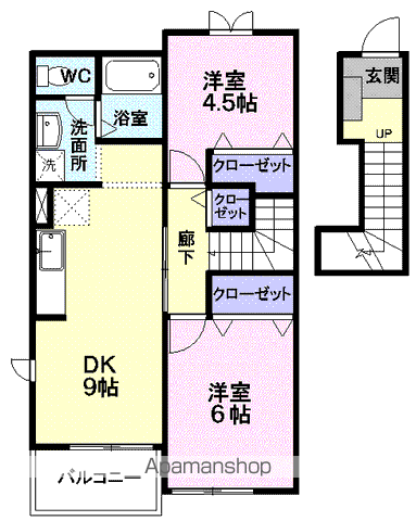 オルテンシア B(2DK/2階)の間取り写真