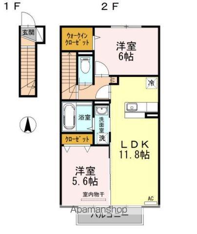 アプローズコート(2LDK/2階)の間取り写真