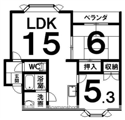 新田ハイツ(2LDK/1階)の間取り写真