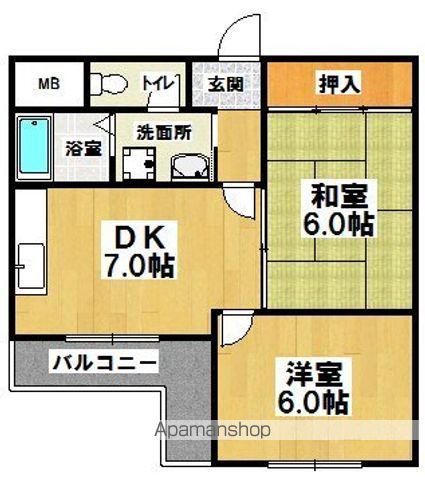 アビテ上住吉(2DK/3階)の間取り写真