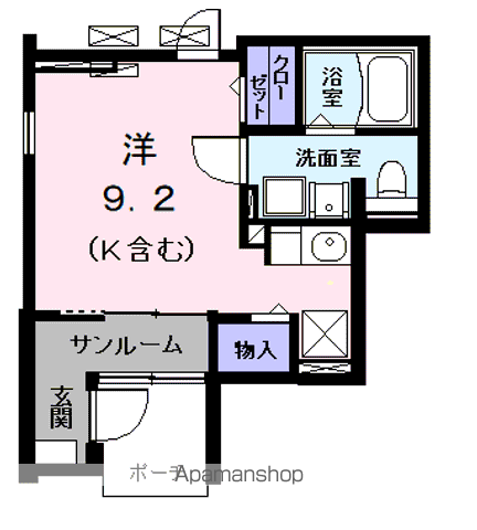 ブランメゾン(ワンルーム/1階)の間取り写真