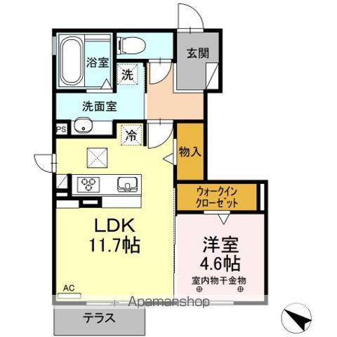 リバーグラス(1LDK/1階)の間取り写真