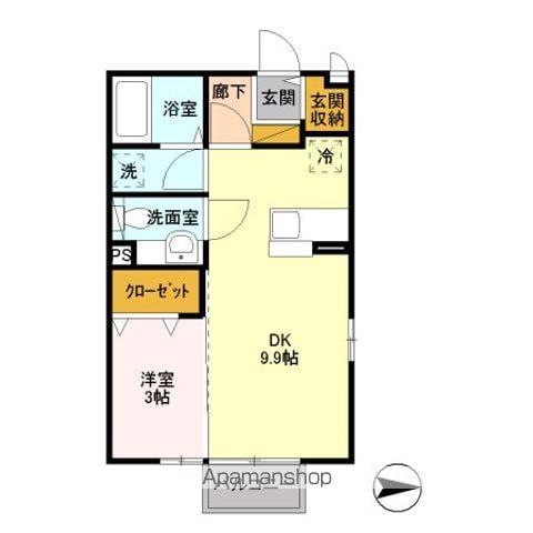 ウィルモア・モナリエ モナリエ(1DK/1階)の間取り写真