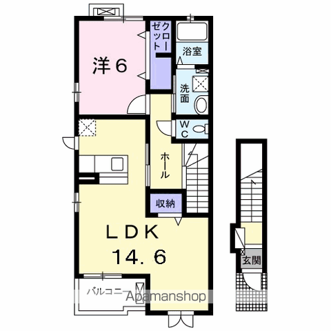 モデルノ アロッジオ(1LDK/2階)の間取り写真