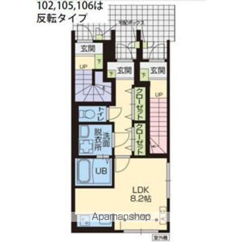 奥羽本線 乱川駅 徒歩21分 3階建 新築(ワンルーム/1階)の間取り写真